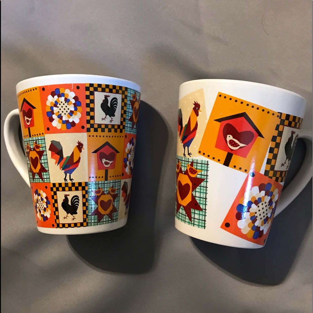 2 piece set Rooster Coffee Mugs PME-B6